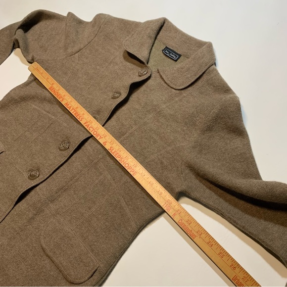 Women's Jane Ashley Medium Button Up Wool Sweater Cardigan Beige - Picture 7 of 9